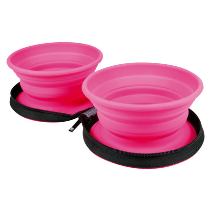 Kiwi Walker Double Travel Bowl - travel bowl for dogs and cats, silicone