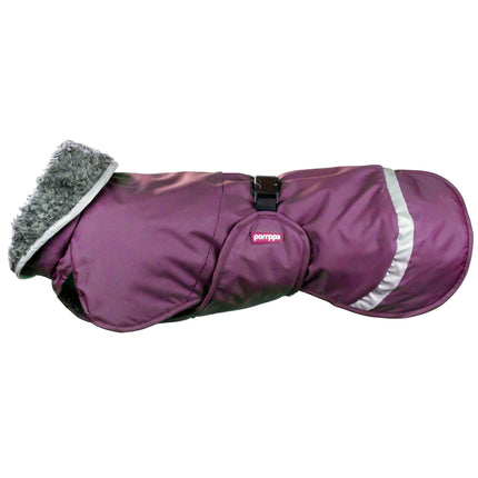 Perus Pomppa for Harness - winter jacket for dogs, with a harness opening, plum color