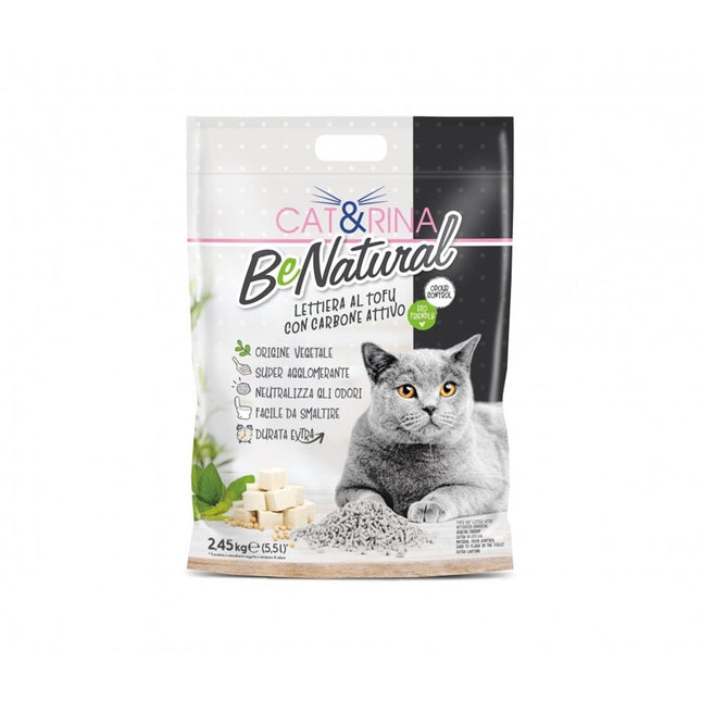 Cat&Rina BeNatural Tofu Litter Activated - plant-based litter with activated charcoal for cats, neutralizes odors - 5.5L (2.45kg)