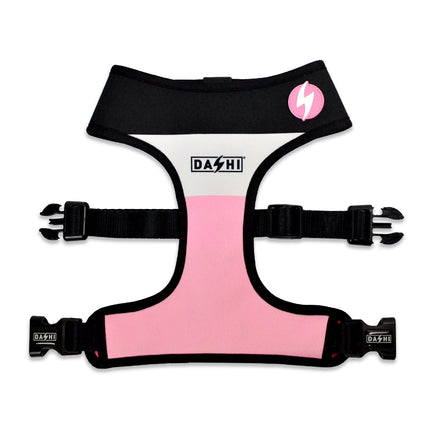 Dashi Stripes Pink & Black Neo Mesh Harness - no-pull, reversible dog harness made of neoprene, stripes