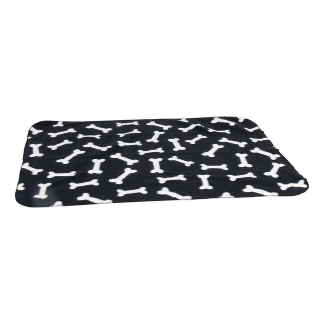 Flamingo Fleece Blanket Bones - soft polar blanket for dogs - black