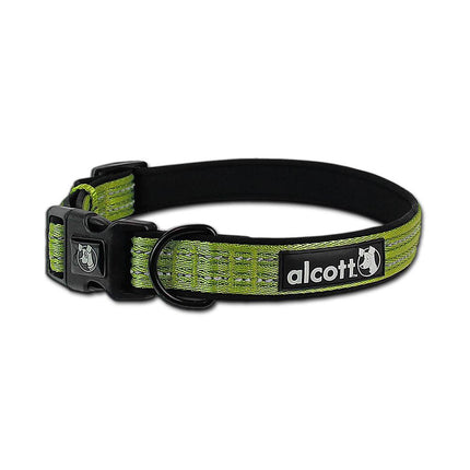 Alcott Adventure Collar Green - reflective dog collar, green