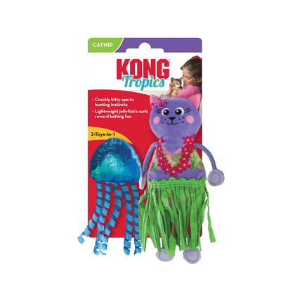 KONG Tropics Hula - crinkly cat toy with catnip, 2-in-1 cat and jellyfish