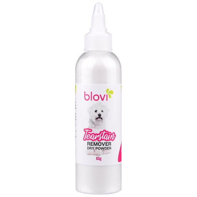 Blovi Tear Stain Remover Dry Powder - moisture-absorbing powder that eliminates tear stains under the eyes of dogs and cats