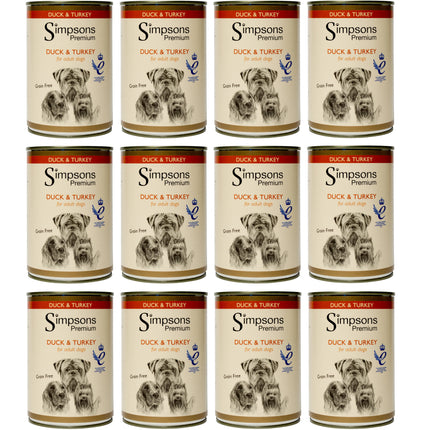 Simpsons Premium Duck & Turkey Casserole - wet dog food, duck, turkey, and vegetables, grain-free