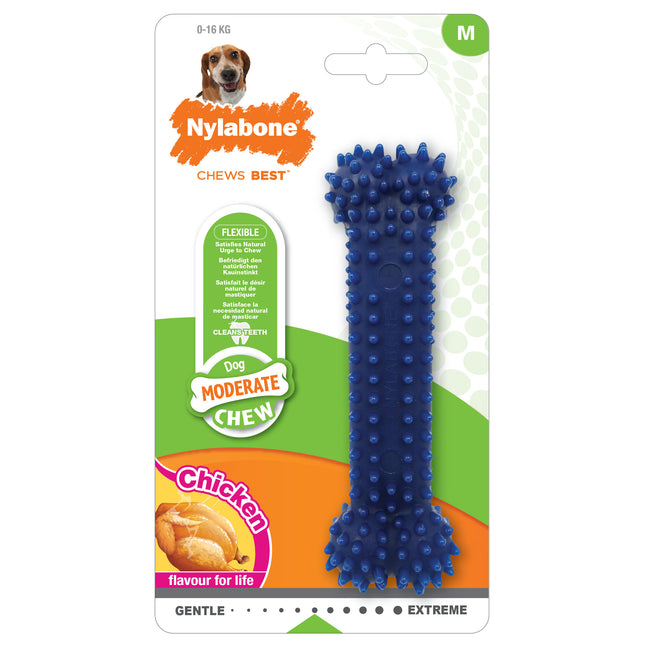 Nylabone Moderate Chicken Dental - flexible dental chew for dogs, flavored with chicken