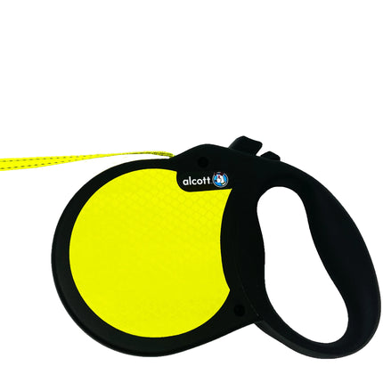 Alcott Visibility Retractable Leash 5m - Reflective Automatic Dog Leash, Neon