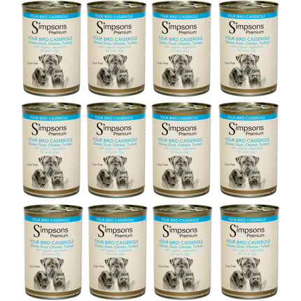 Simpsons Premium Four Bird Casserole - wet food for dogs, with poultry and vegetables, grain-free