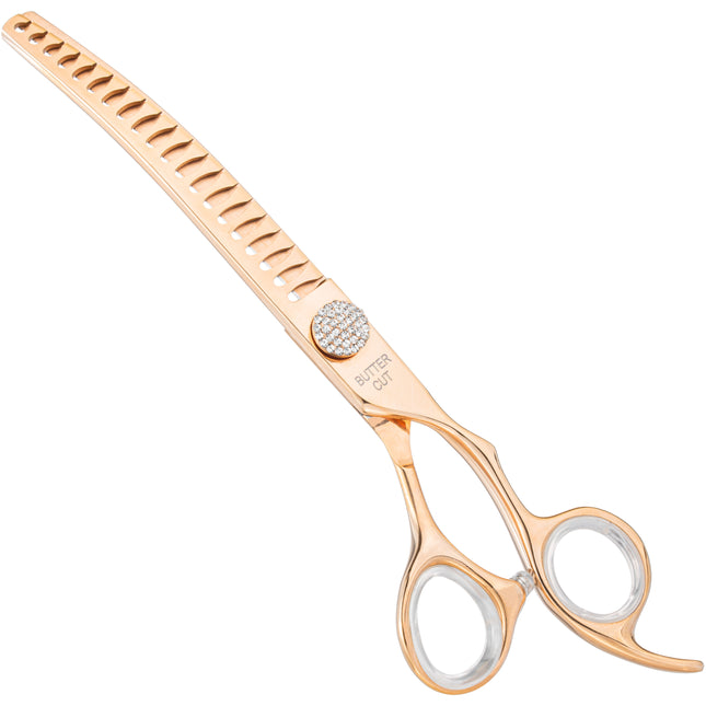 Geib Crystal Gold Chunker Curve - professional single-sided thinning shears made from Japanese stainless steel, curved, 20 teeth