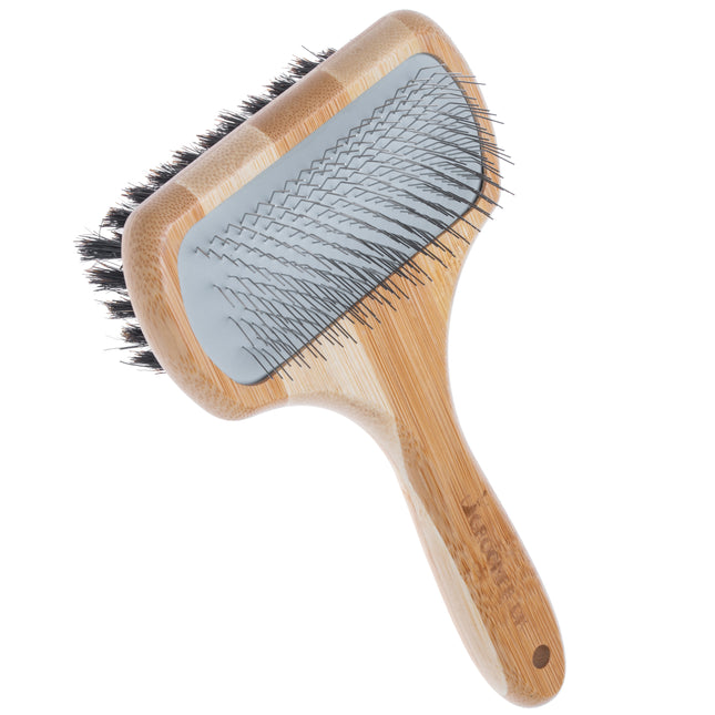 Groomer.dk 3D Volumizer Boar Bristle 2in1 - Double-sided Poodle Brush with Metal Pins and Boar Bristles