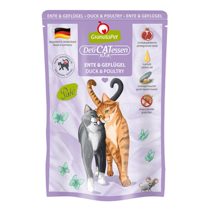 GranataPet DeliCatessen Duck & Poultry - grain-free wet food with duck and poultry, pouches for cats