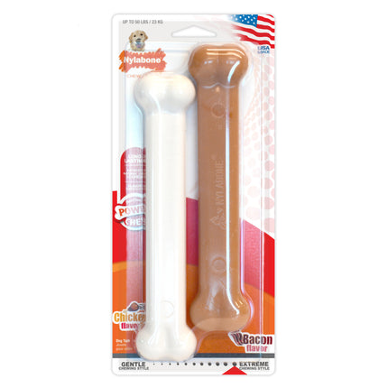 Nylabone Dura Chew Extreme Twin Pack - two strong dog chews, flavored with chicken and bacon