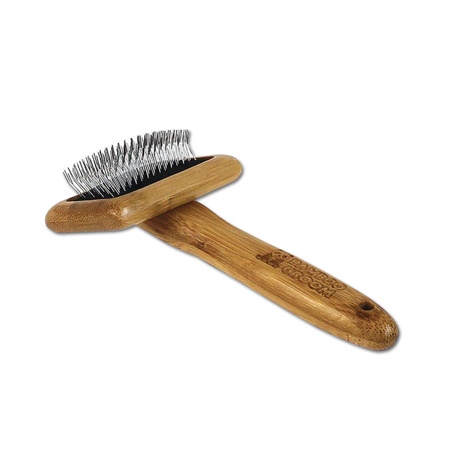 Bamboo Groom Slicker Brush Small - bamboo slicker brush for small dogs and cats