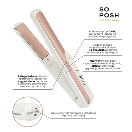 So Posh Ceramic Cordless Hair Straightener - professional cordless straightener with a ceramic coating