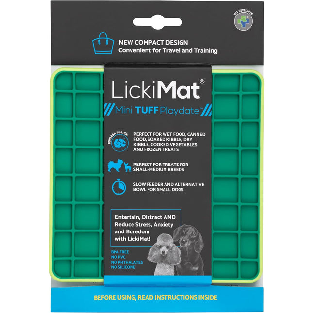 LickiMat Mini Tuff Playdate - small licking mat for small dogs, checkered pattern