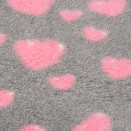 Blovi DryBed VetBed A+ - non-slip pet bed, gray with pink hearts