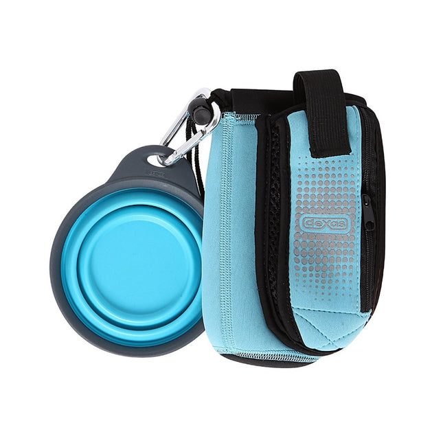 Dexas Neoprene Bottle Holder - with Additional Pocket and Foldable Dog Bowl