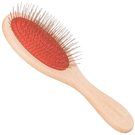 KW Pin Brush Medium - wooden brush with metal pins for long-haired breeds