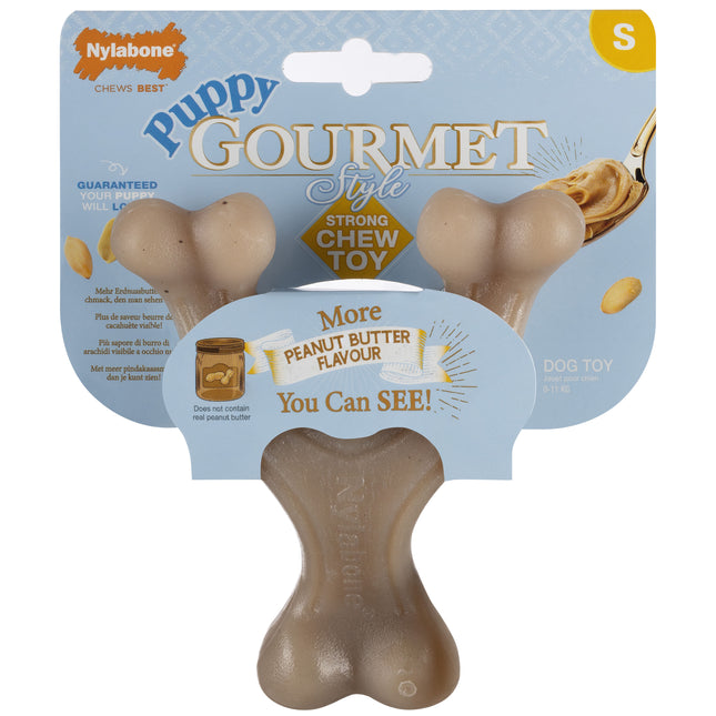 Nylabone Puppy Gourmet Wishbone - dog chew, intense peanut butter scent