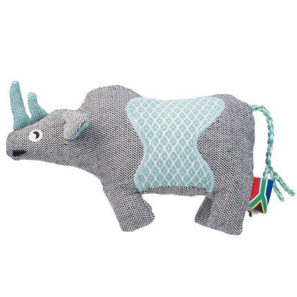 Resploot Cuddlers Rhino - dog plush toy, rhino made from recycled materials, with a squeaker