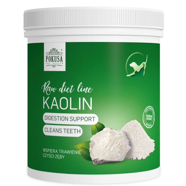 Pokusa RawDietLine Kaolin - natural kaolin clay for dogs and cats, supportive for diarrhea, poisoning, and dental cleaning.