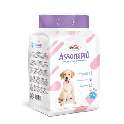 Record AssorbiPiu Puppy Pads - training pads for puppies with adhesive strips - 30 pieces