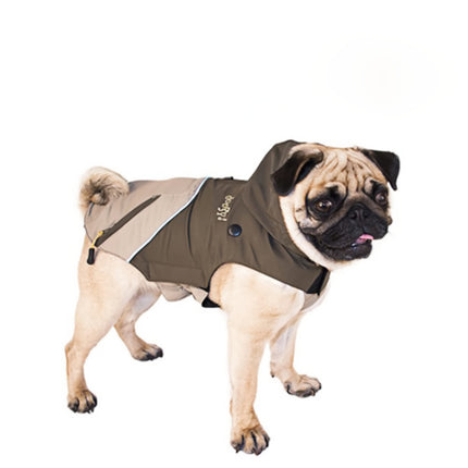 Doogy 2in1 Tampa - windbreaker jacket for dogs, with removable fleece, beige/khaki - Length: