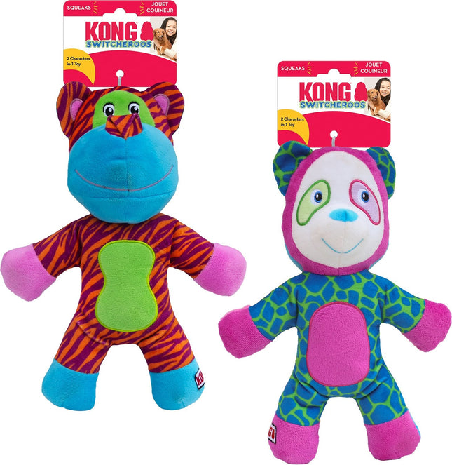 KONG Switcheroos Tiger Panda L - reversible plush toy for dogs, Tiger - Bear