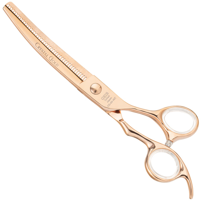 Geib Crystal Gold Curved Blender 6.5 - single-sided curved thinning shears, in gold color, 46 teeth