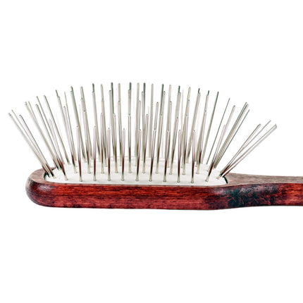 Blovi Wood Pin Brush - rectangular wooden brush with long metal pins