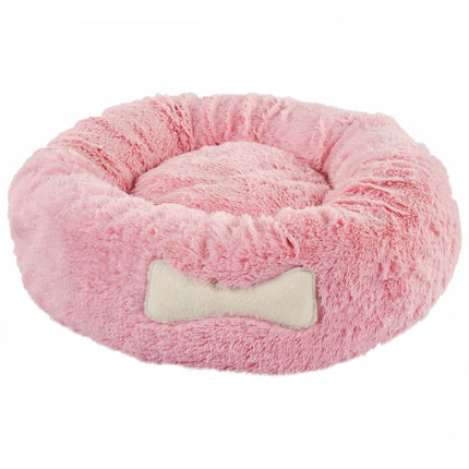 Biglo Plush Donut Pink - soft, fluffy, and stress-relieving dog bed in powder pink