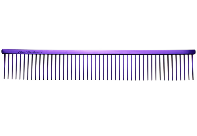 Chris Christensen Poodle Comb - professional, large, and metal comb with wide tooth spacing, purple