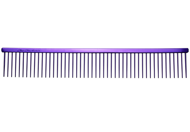 Chris Christensen Poodle Comb - professional, large, and metal comb with wide tooth spacing, purple