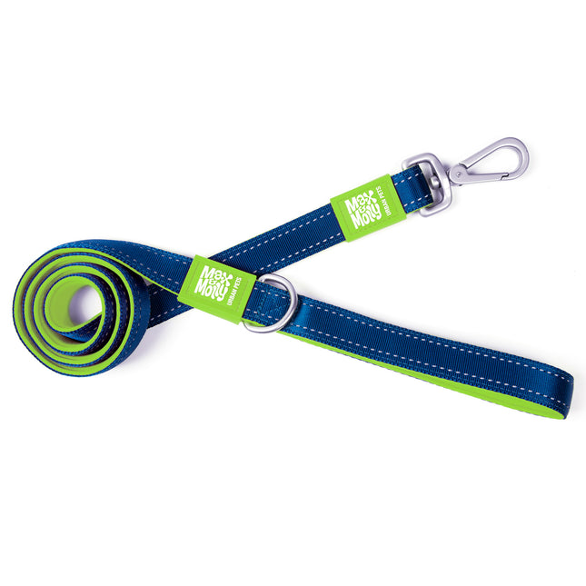 Max&Molly Short Leash Matrix Lime Green - classic dog leash with reflective stitching, 120cm