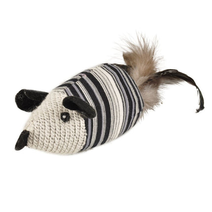 Flamingo Cat Pirin Rat - stylish little rat for cats with a rattle, feathers, and catnip