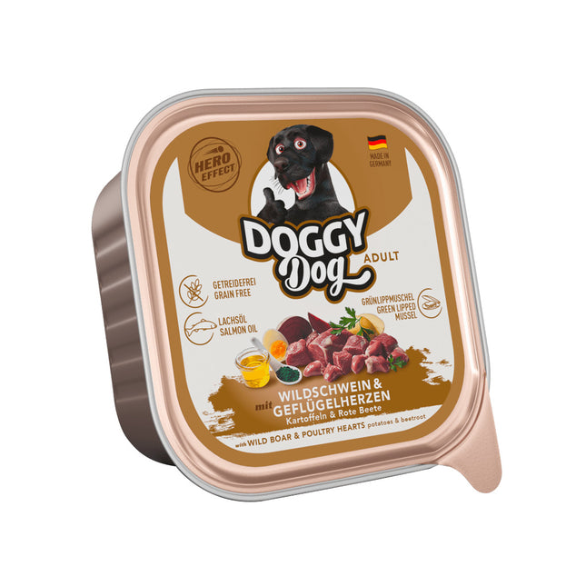 Doggy Dog Wild Boar & Poultry Hearts - grain-free wet dog food with wild boar and poultry hearts