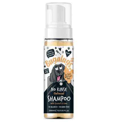 Bugalugs Oatmeal No Rinse Shampoo - oatmeal shampoo for dogs, no rinsing required