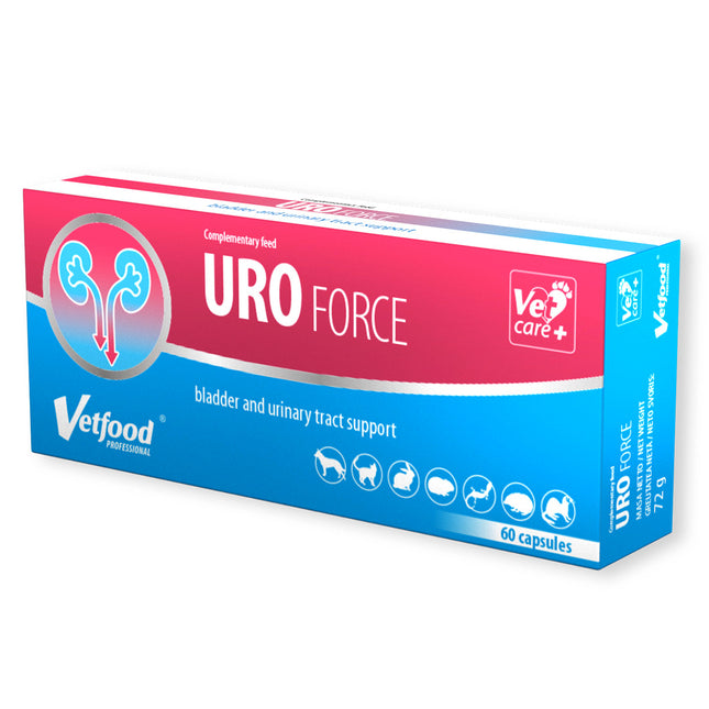 Vetfood UROforce 60 capsules - supplement supporting the urinary system of dogs, cats, and small pets.