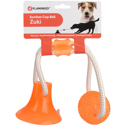 Flamingo Zuki - suction cup toy for dogs, rope tug toy