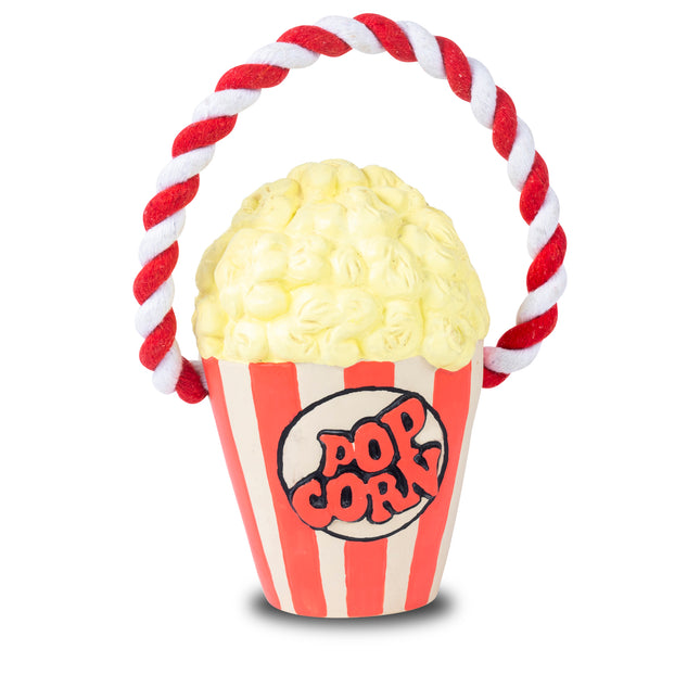 Max&Molly Pop the Corn - dog toy with rope, latex popcorn bucket with squeaker