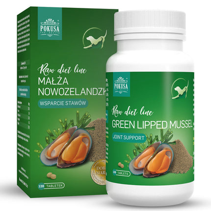 Pokusa Raw Diet Lipped Mussel 120tbl. - supplement made from New Zealand mussels, supports joint function