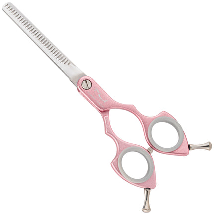 Shernbao Shark Thinning Scissors - ultra-lightweight single-sided thinning shears, aluminum handle, pink