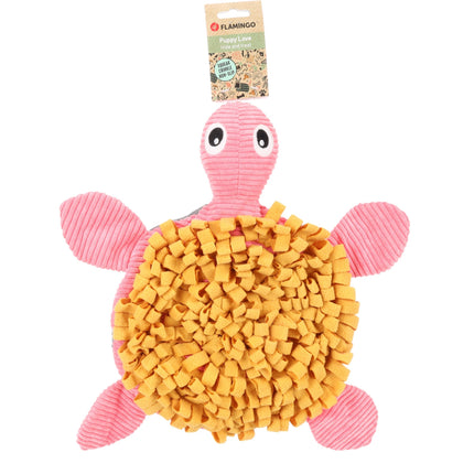 Flamingo Sniffing Carpet Puppy Turtle (38cm) - sniffing mat for puppies and small dogs, turtle with squeaker