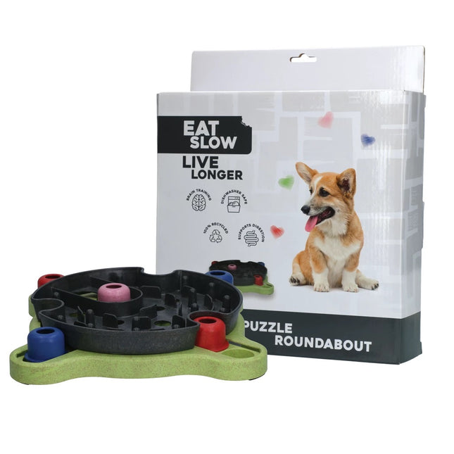 Eat Slow Live Longer Puzzle Roundabout - intelligence toy for dogs, carousel