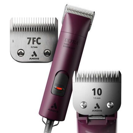 Andis AGCB Super Brushless + CeramicEdge Promotional Set - Quiet, Professional Clipper with Ceramic Blades - Burgundy