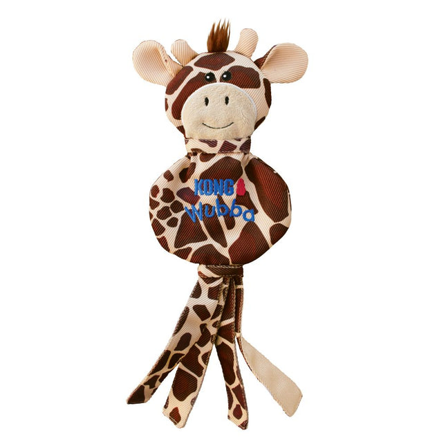 KONG Wubba No Stuff Giraffe - tug toy for dogs with a squeaker, unstuffed giraffe