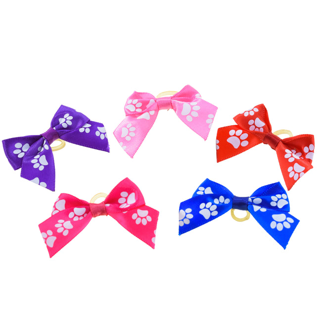 Blovi Bows Paws 25 pcs - colorful bows with paws, on elastic bands, for dogs