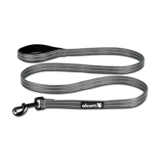 Alcott Adventure Leash 180cm Grey - reflective tape leash for dogs, grey