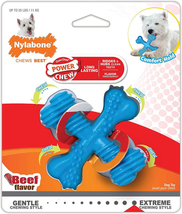 Nylabone Extreme X Shaped Beef Chew - tough chew toy for dogs, beef flavor