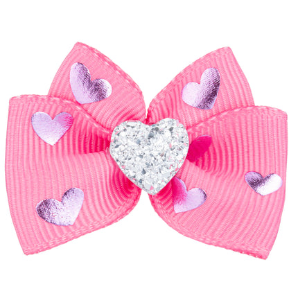 Blovi Bow Glamour colorful bow with hearts, featuring a silver heart stone